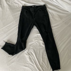 Mid Rise Distressed Ripped Black Skinny Jeans | 28 | Old Navy